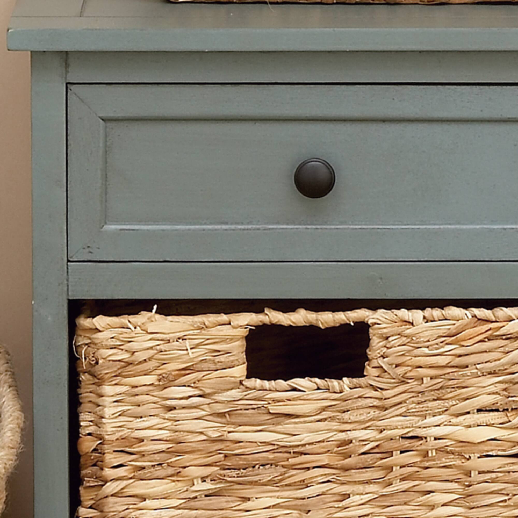 Traditional 4-Basket Turquoise Storage Cabinet